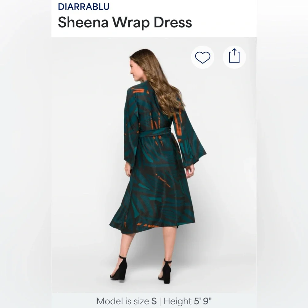 Diarrablu Sheena Wrap Dress in Teal and Orange - Picture 4 of 10